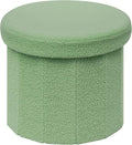 B FSOBEIIALEO Storage Ottoman Cube, Round Ottomans with Storage Foot Stool Footrest for Lving Room, Boucle Ottoman Seat for Dorm Room,Faux Teddy Fur, Green 15"x15"x15"-Ruum Studio Home