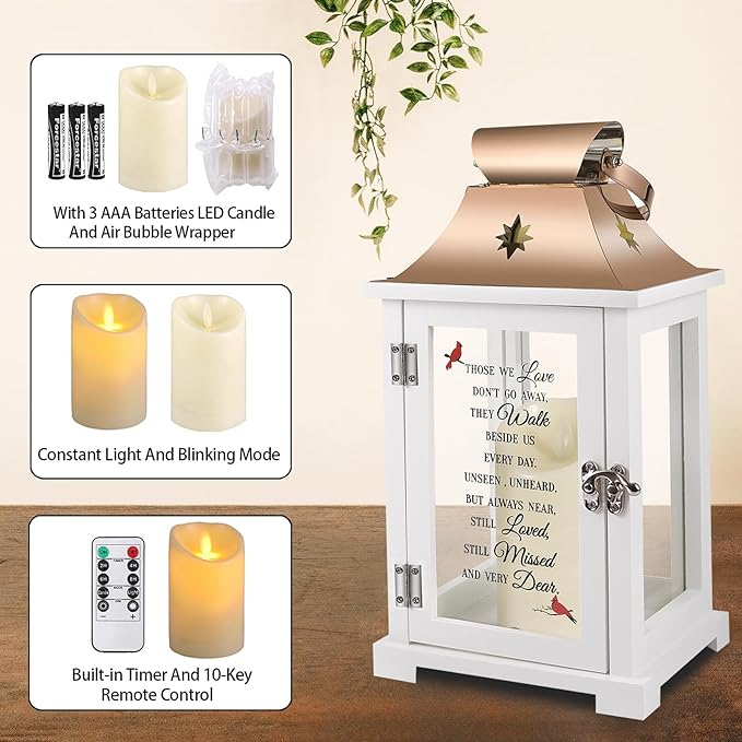 Memorial Lantern, Sympathy Gifts for Loss of Mom/Dad/Loved One, Bereavement Gifts, in Memory of Loved One Lantern,Celebration of Life, Memorial Gifts, Funeral Lantern,Those WE Love Don't GO Away-Ruum Studio Home