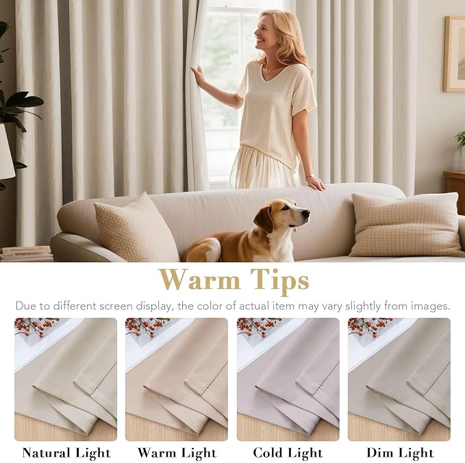 H.VERSAILTEX Ultra Soft Microfiber Thermal Insulated Antique Copper Grommet Blackout Curtains/Window Treatment Draperies 52 by 72 - Inch for Living Room/Bedroom, Set of 2 - Natural-Ruum Studio Home