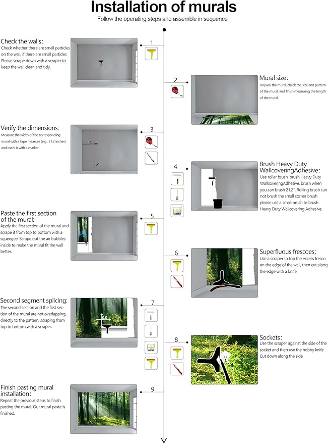 WFBHUA-Green Woodland Wallpaper Mural Foggy Forest Tree Wallpaper Nature Landscape Wall Murals for Bathroom Living Room (Not Peel and Stick)-Ruum Studio Home
