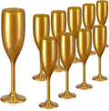 XUWAIDSGN Acrylic Champagne Flutes Toasting Glasses Unbreakable Mimosa Bar Reusable Wine Glasses Vintage Champagne Flutes Stemmed Drinking Cups 5.4 OZ for Christmas Birthday (10, Gold)-Ruum Studio Home