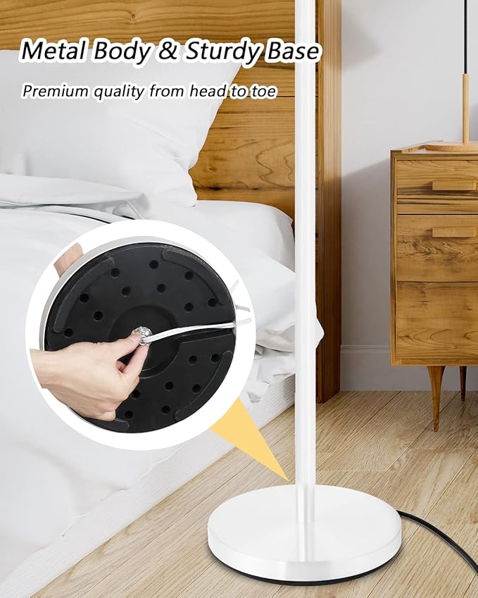 BoostArea Torchiere Floor Lamp, 30W Super Bright LED Standing Lamp, 3000K Stepless Dimmable Pole Lamp with Rotary Switch, 70 Inch Tall Metal Modern White Floor lamp for Living Room/Bedroom/Office/Den-Ruum Studio Home