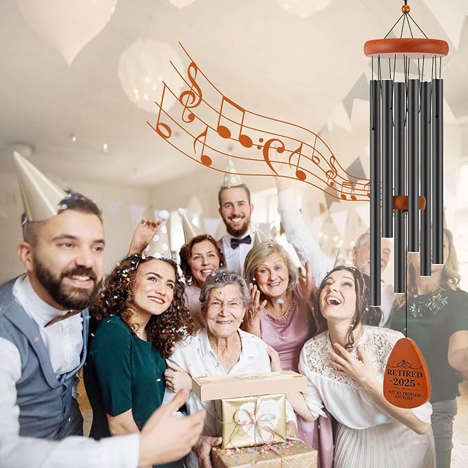 Retirement Gift for Woman Men Coworker Teacher Nurses Friends Mom Dad Grandma Grandpa Retirees, Coworkers Farewell Going Away Gift, 32" Wind Chimes Retirement Decorations-Ruum Studio Home