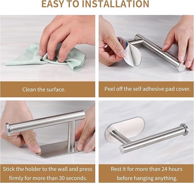 Toilet Paper Holder,Brushed Nickel,Wall Mount, Upgraded Adhesive Toilet Roll Holder,no Drilling,Bathroom/Rv/Washroom,SUS 304 Stainless Steel,Rustproof (Silver, 2 Pieces)-Ruum Studio Home