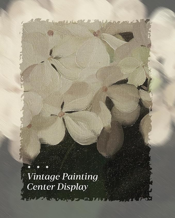 HUARCEY Gold Framed Vintage Wall Art for Living Room, Flowers Painting Canvas Prints Shelf Decor for Kitchen, Aesthetic Bedroom Wall Art, Christmas Gifts for Friends or Family (White Hydrangea 8"x10")-Ruum Studio Home