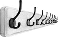 Dseap Coat Rack Wall Mount: 38-1/4" Long, Patented, Heavy-Duty, 10-Double-Hooks Wooden Hanger Rail for Winter Coats Hat Jacket Clothing, White & Black-Ruum Studio Home