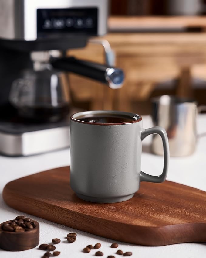 famiware Coffee Mugs Set of 6, Nebula 14oz Coffee Mugs, Ceramic Cup Set with Handle for Latte, Tea, Milk, Cappuccino, Cocoa, Dark Gray-Ruum Studio Home