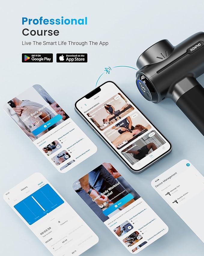 RENPHO Massage Gun with Heat and Cold, Portable Percussion Muscle Deep Tissue Massager with Charging Stand, Active+ Thermacool Deluxe-Ruum Studio Home
