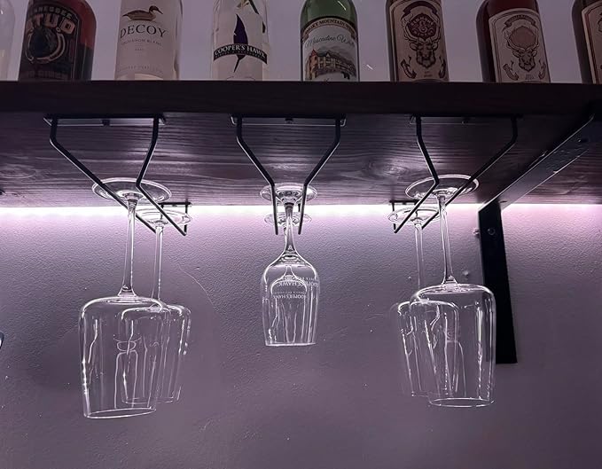 10.8 Inch Black Wine Glass Rack, Under Cabinet Wine Glass Holder Stainless Steel Stemware Rack - Hanging Stemware Holder for Cabinet Kitchen Bar, Set of 4-Ruum Studio Home