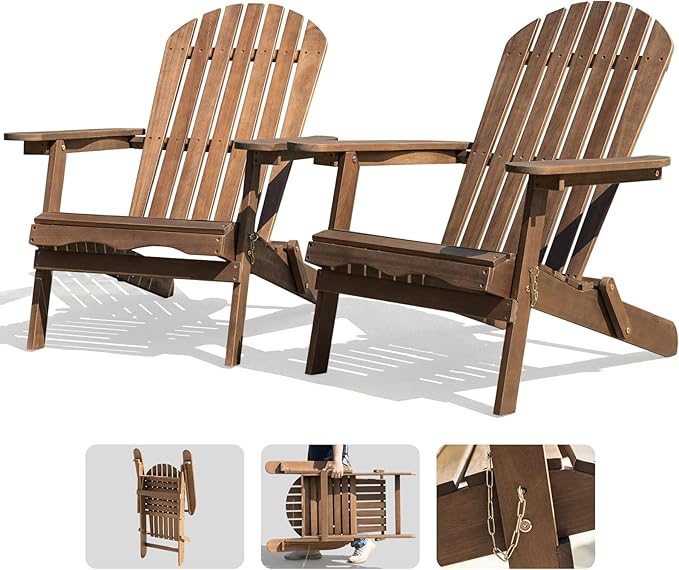 IDZO Outdoor Adirondack Chair Set of 2, Pre-Assembled Backrest, Patio Furniture Set, Outdoor Furniture for Garden, Porch, Deck, Firepit-Ruum Studio Home