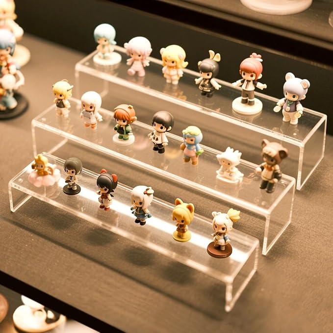 Acrylic Display Risers,12'' Large Display Stands, Thickened to 0.2''(5mm) Stackable Acrylic Shelves for Perfume Display, Clear Risers for Cupcake Stand,Pop Figurines,Tumbler,Food (Clear, 6PCS)-Ruum Studio Home