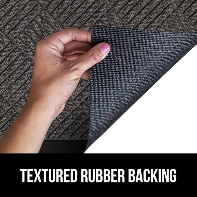 GORILLA GRIP 100% Waterproof All-Season WeatherMax Doormat, 34x58, US Designed Natural Rubber, Stain and Fade Resistant, Low Profile Indoor Outdoor Door Mats, Easy Clean Patio Mat, Gray Diamond-Ruum Studio Home