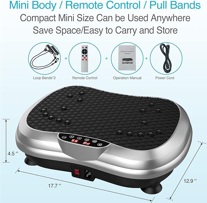 AXV Vibration Plate Exercise Machine Whole Body Workout Portable Mini Vibrate Fitness Platform Lymphatic Drainage Machine for Weight Loss Shaping Toning Wellness Home Gyms Workout (Mini)-Ruum Studio Home