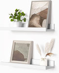 Heimlove Picture Ledge Shelf, Floating Shelves Set of 2, 16 Inches Picture Shelf for Wall with Ledge, Kids Bookshelf Wall Mounted for Living Room Bedroom Decor Books Photo Frames - White-Ruum Studio Home