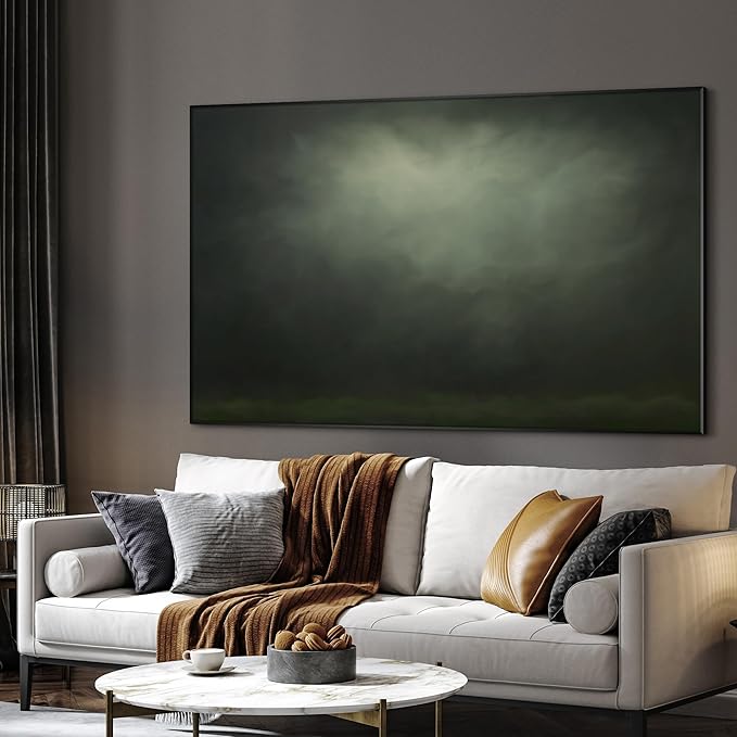 SIGNWIN 46"x72" Extra Large Framed Wall Art Moody Green Abstract Cloudscape, Minimalist Atmospheric Print for Home Living Room Bedroom Decor (Frame Assembly Required)-Ruum Studio Home