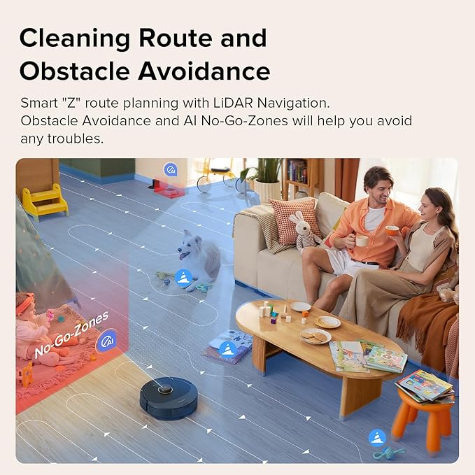 roborock Q8 Max Robot Vacuum and Mop Cleaner, DuoRoller Brush, 5500Pa Strong Suction, Lidar Navigation, Obstacle Avoidance, Multi-Level Mapping, Perfect for Pet Hair-Ruum Studio Home