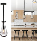 Raindrop Pendant Light Fixtures Set of 3, Black Glass Pendant Lighting, Hand BlownTeardrops Modern Hanging Light for Entryway Foyer Kitchen Island Dining Living Room Hallway-Ruum Studio Home