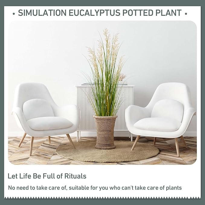 Artificial Plant, 47in Tall Pampas Grass, Faux House Plants in Pot, Indoor Decorative Flowers &Greenery for Home and Office, Ideal Housewarming Gift-Ruum Studio Home