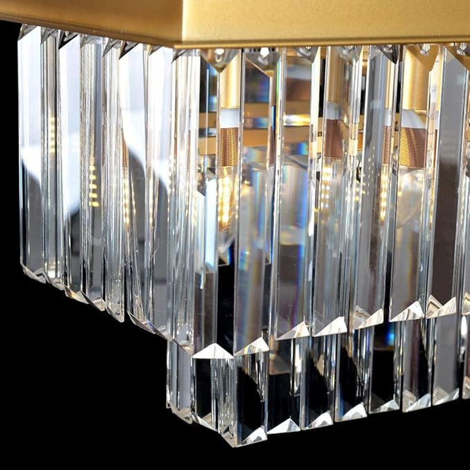 L39.4 W10.2 Gold Rectangle Modern Crystal Chandeliers Lighting Pendant Ceiling Lights Fixture Lamp for Dining Living Room-Ruum Studio Home