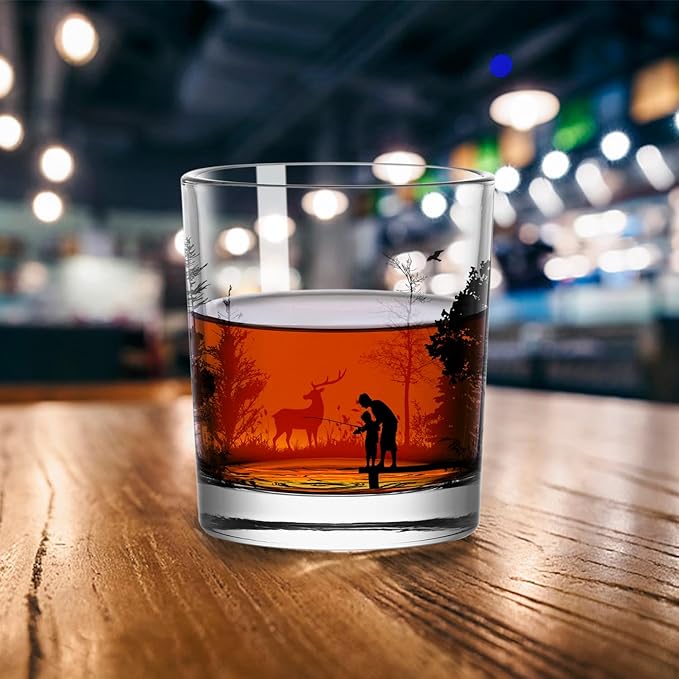 Old Fashioned Whiskey Glasses, Stemless Wine Glasses with Gift Box, 10Oz Rocks Glass for Scotch Cocktail Bourbon Vodka Liquor, Unique Gifts for Dad, Husband, Father's Day, Anniversary-Ruum Studio Home