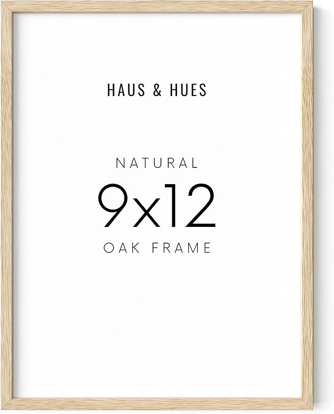 HAUS AND HUES Beige Oak Wood 9x12 Picture Frame - Modern Wood Wall Art Display - Lightweight 9x12 Frame for Art Prints, Photos, Posters - Ready-to-Hang Vertically & Horizontally-Ruum Studio Home