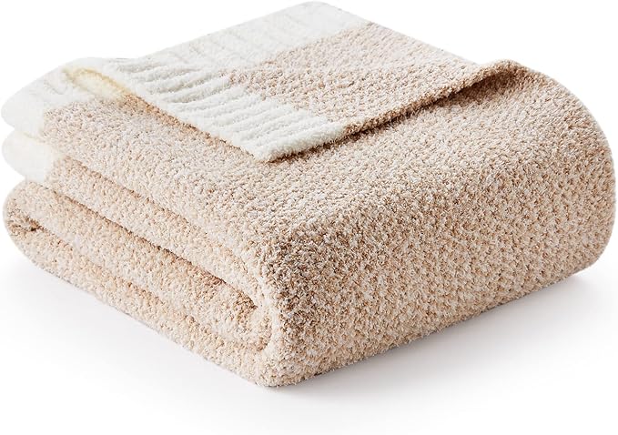 Snuggle Sac Heather Beige Throw Blankets Luxurious Microfiber Fabric, Reversible Super Soft Throws Warm Cozy Knit Fuzzy Plush Throw Blanket for Couch, Bed, Sofa, Camping, Beige,50x60 inches-Ruum Studio Home
