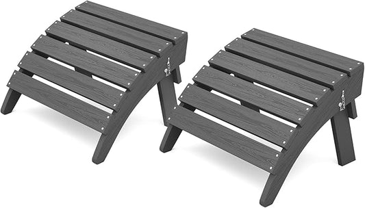 KINGYES Folding Adirondack Ottoman Set of 2 for Adirondack Chair, Grey-Ruum Studio Home