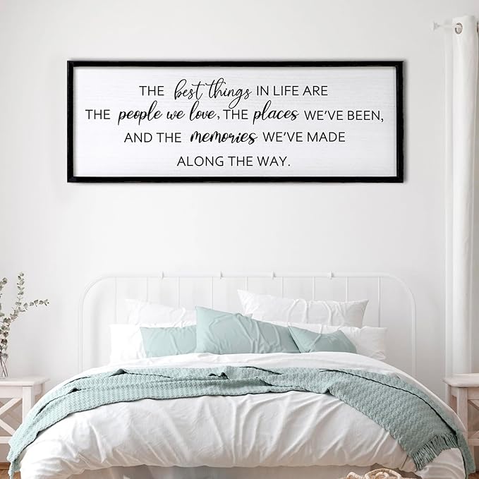 The Best Things in Life Framed Wall Art, 32''×12'' Rustic The Best Things in Life Sign for God Jesus Christ Prayer, Horizontal Holy Inspirational Family Home Decor-Ruum Studio Home