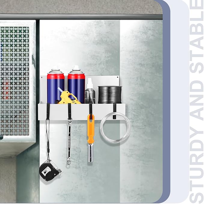 3 Pack Magnet Garage Organizer Magnetic Spice Rack for Refrigerator 20 lb Capacity Shelf Hanging Heavy Duty Magnetic Fridge Side for Organize Garage Tools (White)-Ruum Studio Home
