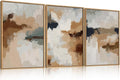 LHIUEM Large Abstract Brown Grey Framed Canvas Wall Art,Neutral Brush Stroke Pastel Wall Decor,Modern Color Block Wall Painting,Minimalist Artwork for Living Room,Bedroom,Dining Room,Office -16"x24"x3-Ruum Studio Home