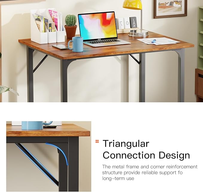 PayLessHere | 32 Inch Computer Desk | Vintage | Office Desk with Metal Frame, Adjustable Feet | Water-Resistant, Scratchproof Surface | Sturdy Writing Table for Home Office or Study | Pack of 1-Ruum Studio Home