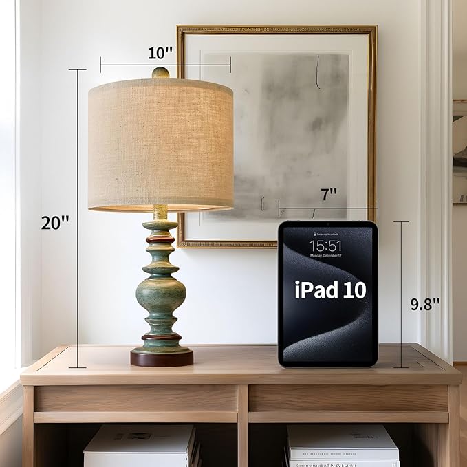 BOBOMOMO 20" Farmhouse Lamps for Bedrooms Set of 2, Retro Side Table Lamps Bedside Lamp for Side Nightstand Living Room（Suitable for Decorating Small Areas）-Ruum Studio Home