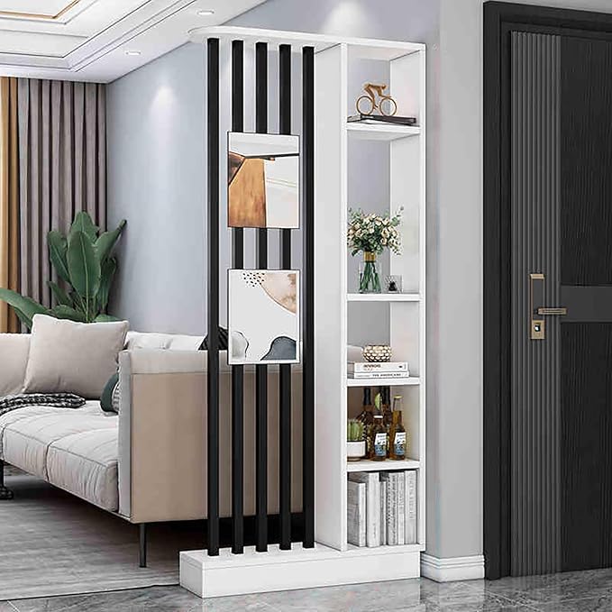 Wall Room Divider,Freestanding Room Divider with Shelves,Wood Room Divider Screen with Storage Cabinet, Wall Divider for Room Separation, for Home Office Decorative B 31.4×9.4×78.7in-Ruum Studio Home