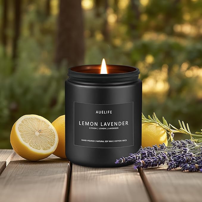 Lemon Lavender Candle | Scented Candles for Home, Aromatherapy Gifts - Soy Candles for Home Scented, Candle Gift for Women Men, Natural Fragrance -7oz 50 Hours Long Burning-Ruum Studio Home