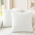 CaliTime Throw Pillow Covers Decorative 16 X 16 Inches Pack of 2 Cozy Chenille Cushion Cases for Couch Sofa Bed Living Room Home True White-Ruum Studio Home