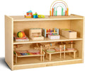 wingyz Wooden Storage Cabinet, 2-Tier Kids Toy Storage Organizer, Spacious Montessori Kids Bookshelf, Toy Shelf Storage Organizer for Playroom Classroom Nursery Study Room Living Room-Ruum Studio Home