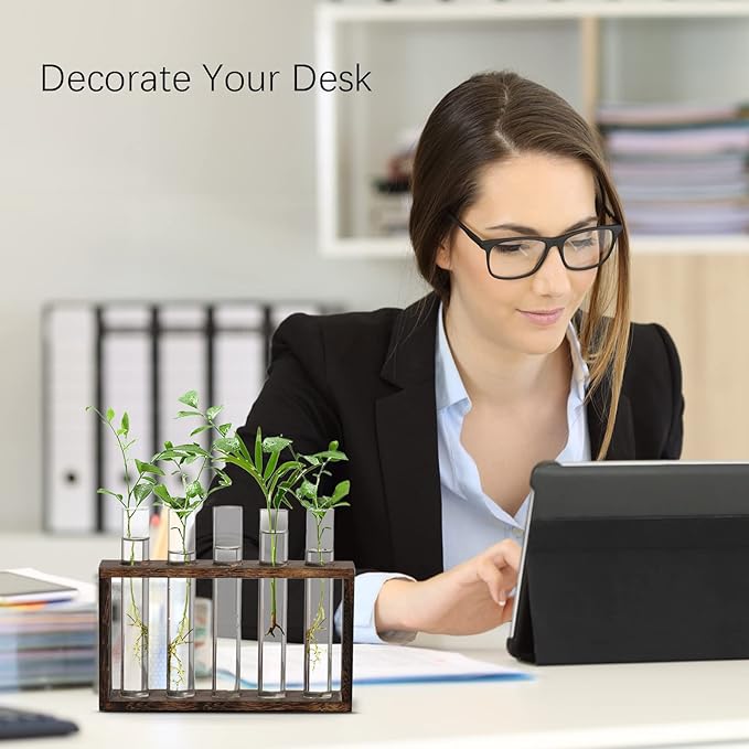 XXXFLOWER Wall Hanging Terrarium Planter with 5 Test Tubes,Wall Planters for Indoor Plants,Plant Lover Gifts for Women Garden Office Decoration-Ruum Studio Home