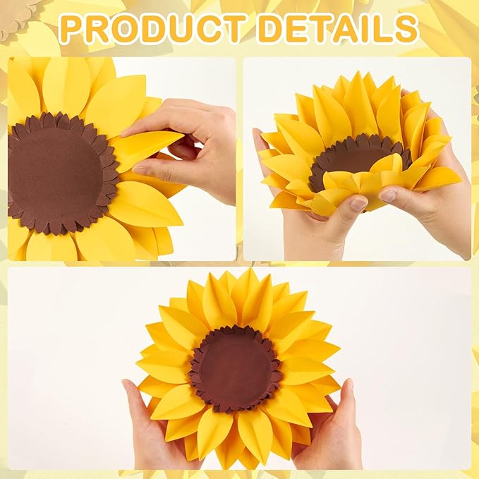 Paper Flowers Decorations for Wall, 3D Sunflower Party Decorations, Nursery Room Decor, Handmade Artificial Paper Flowers, Baby Showers Birthday Home Summer Party-Ruum Studio Home
