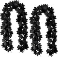 Joyhalo 2 Pack Halloween Garland, 5.7FT Black Leaf Garland for Mantle, Artificial Hanging Black Maple Leaves Vines, Spooky Halloween Outdoor Floral, Haunted Mansion, Fireplace, Fall Decor-Ruum Studio Home
