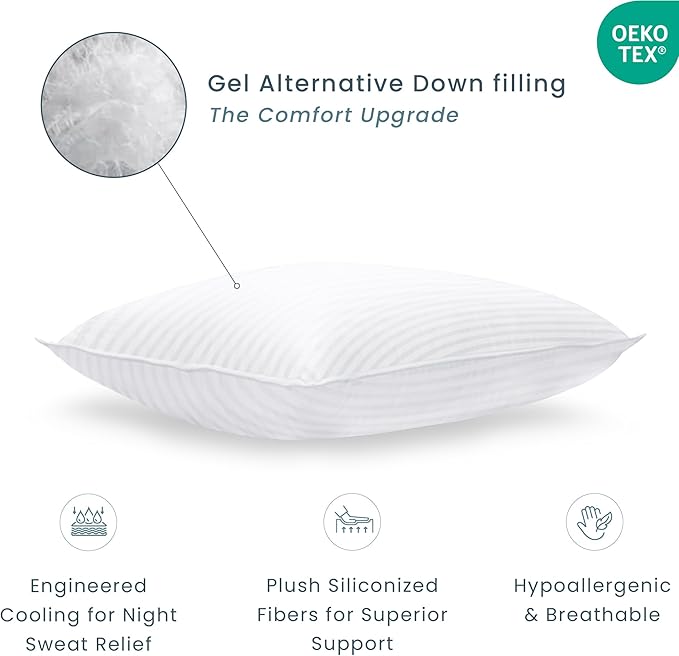 Threadmill Soft Bed Pillows King Size Set of 2 | Down Alternative Cooling Soft Pillows for Sleeping | 20 x 36 Hotel, King Size Pillows 2 Pack for Back, Stomach or Side Sleepers-Ruum Studio Home
