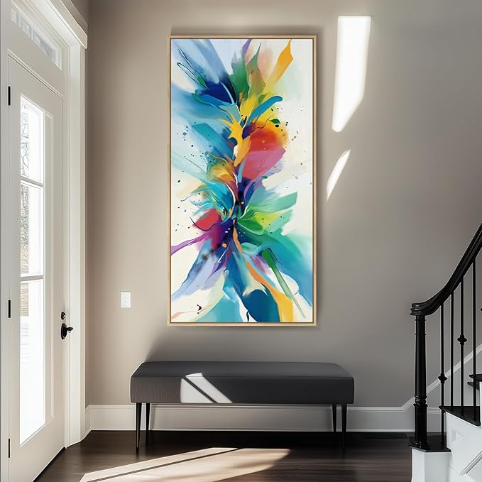Framed Extra Large Colorful Abstract Wall Art for Living Room, Modern Horizontal Bright Canvas Prints Paintings Artwork for Walls, Bold Color Pictures for Hallway Dining Bedroom Office Wall Decor 30x60 In-Ruum Studio Home