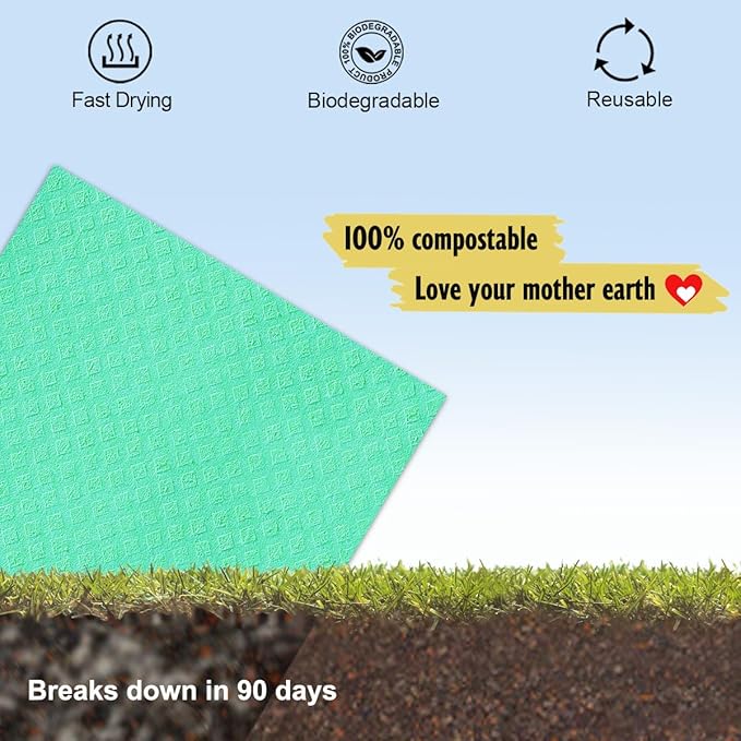 Swedish Dish Cloths - 10 Pack Reusable Kitchen Dishcloths - Ultra Absorbent Dish Towels for Washing Dishes - Cellulose Sponge Cloth Cleaning Rag - Assorted-Ruum Studio Home