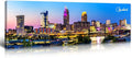 Cleveland Skyline Wall Art Colorful Canvas Prints Night View Ohio USA Cityscape Panoramic City Building Painting for Bedroom Office Decor Framed and Ready to Hang 13.8"x45.3"-Ruum Studio Home
