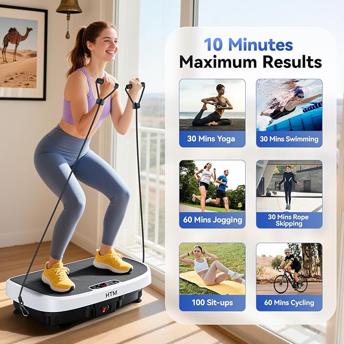 Vibration Plate Exercise Machine - 330lbs Weight Capacity, 120 Speed Levels, 5 Program Modes - Full Body Workout for Home Fitness, Toning & Wellness, LED Display, Low Noise Motor-Ruum Studio Home
