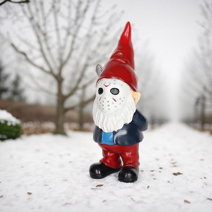 Horror Garden Gnome Decor - 5.5" Halloween Outdoor Statue, Spooky Valentines Gifts & Creepmas Collectible (Weatherproof Resin)-Ruum Studio Home