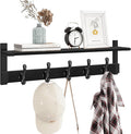 Homode Coat Hanger Wall Mount with Shelf, 29 in Hanging Rack with Storage, Entryway Shelf with Pegs for Hanging Coats, Hats, Towels, Purse, Robes, Black-Ruum Studio Home