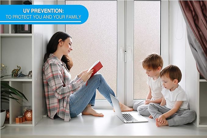 Privacy Window Film: Translucent Static Cling Treatment for Home Security and Decorative Frosted Glass Effect - No Residue, Heat Control, UV Prevention, Easy Removal (Winter Frost, 36 x 72 inches)-Ruum Studio Home
