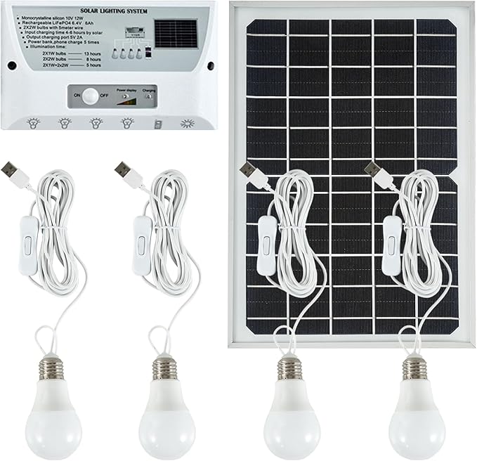 Solar Powered Indoor & Outdoor Pendant Lights with 4 LED Bulbs, Each 5m Cord, Waterproof, 6000mAh Battery for Yards, Gardens, Patios, Camping, RVs & Sheds-Ruum Studio Home