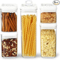 Felli Flip Tite Storage Container with Lid 4" Airtight Ring Seal Top, Stackable Acrylic Canister Jar Set for Kitchen Pantry Organizer, Food Spice Pasta Cereal Snack, Gifts for Women (5pk, Variety)-Ruum Studio Home