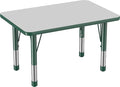 FDP Rectangle Activity School and Classroom Kids Table (24 x 36 inch), Chunky Toddler Leg, Adjustable Height 15-24 inches - Gray Top and Green Edge-Ruum Studio Home